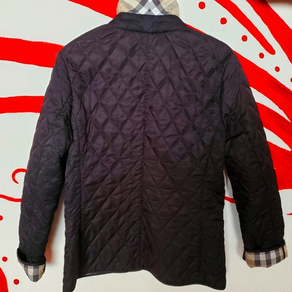 Burberry Quilted Snap Button Down Jacket in Black with Nova Check Size Small - Picture 3 of 10